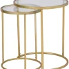Accent & End Tables-Kirkland's Home Gold Metal And Glass Nesting 2-Pc Accent Table Set