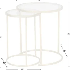 Accent & End Tables-Kirkland's Home Gold Metal And Glass Nesting 2-Pc Accent Table Set