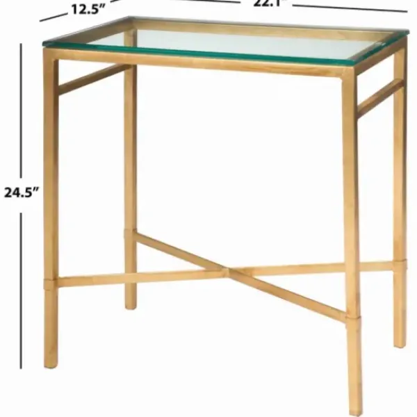 Accent & End Tables-Kirkland's Home Gold Metal And Glass Side Table Gold/Clear