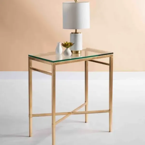 Accent & End Tables-Kirkland's Home Gold Metal And Glass Side Table Gold/Clear