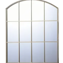 Decorative Mirrors-Kirkland's Home Gold Metal Arch Frame Pane Overlay Wall Mirror