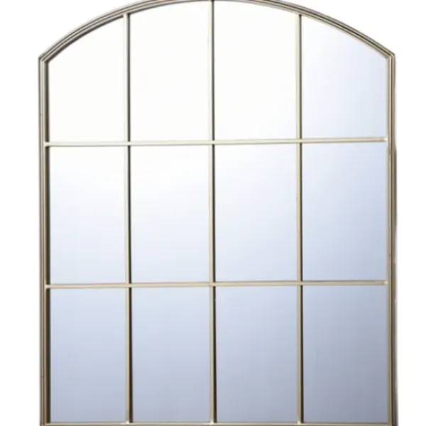 Decorative Mirrors-Kirkland's Home Gold Metal Arch Frame Pane Overlay Wall Mirror