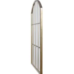 Decorative Mirrors-Kirkland's Home Gold Metal Arch Frame Pane Overlay Wall Mirror