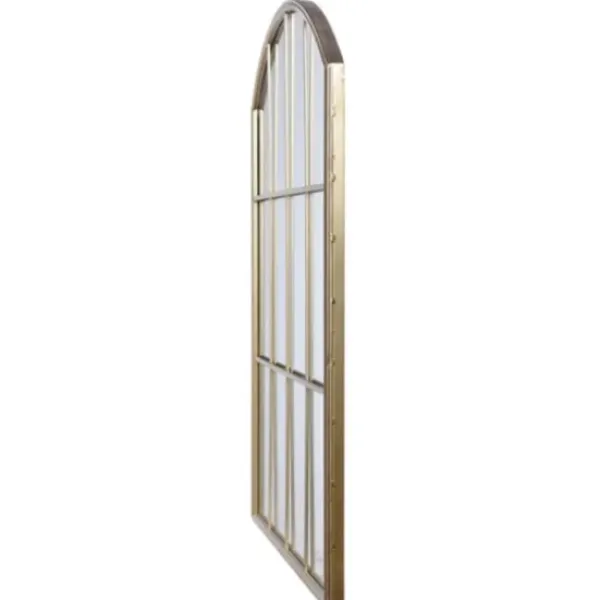 Decorative Mirrors-Kirkland's Home Gold Metal Arch Frame Pane Overlay Wall Mirror