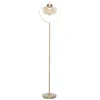 Floor Lamps-Kirkland's Home Gold Metal C-Curve Arch Arm Glass Shade Floor Lamp