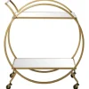Kitchen Islands & Bar Carts-Kirkland's Home Gold Metal Circular Bar Cart