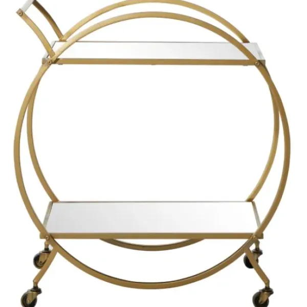 Kitchen Islands & Bar Carts-Kirkland's Home Gold Metal Circular Bar Cart