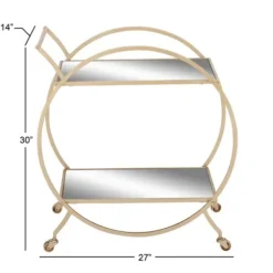 Kitchen Islands & Bar Carts-Kirkland's Home Gold Metal Circular Bar Cart