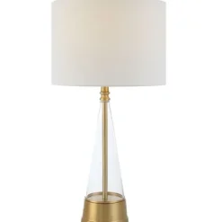 Table Lamps-Kirkland's Home Gold Metal Cone Base Table Lamp White