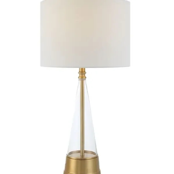 Table Lamps-Kirkland's Home Gold Metal Cone Base Table Lamp White