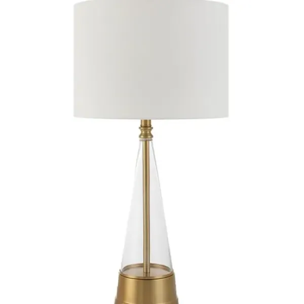Table Lamps-Kirkland's Home Gold Metal Cone Base Table Lamp White