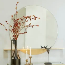 Decorative Mirrors-Kirkland's Home Gold Metal Emery Mirror With Shelf