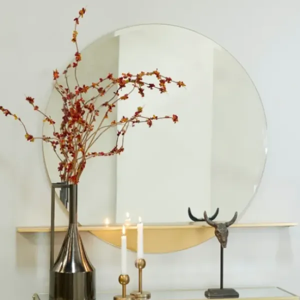 Decorative Mirrors-Kirkland's Home Gold Metal Emery Mirror With Shelf