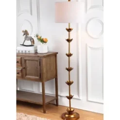 Floor Lamps-Kirkland's Home Gold Metal Floral Petals Floor Lamp White