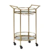 Kitchen Islands & Bar Carts-Kirkland's Home Gold Metal Frame Bar Cart With Mirrored Shelves