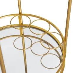 Kitchen Islands & Bar Carts-Kirkland's Home Gold Metal Frame Bar Cart With Mirrored Shelves