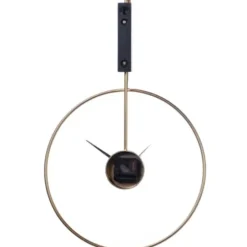 Clocks-Kirkland's Home Gold Metal Open Back Clock With Wood Block