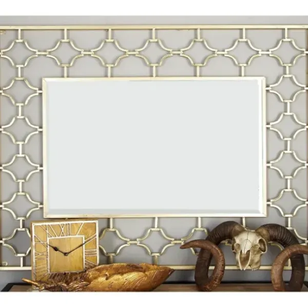 Decorative Mirrors-Kirkland's Home Gold Metal Quatrefoil Frame Mirror