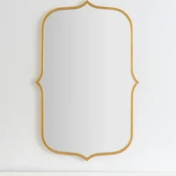 Framed Mirrors-Kirkland's Home Gold Metal Scallop Linear Mirror