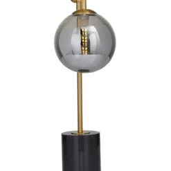 Table Lamps-Kirkland's Home Gold Metal Smoked Glass Shade Table Lamp Gray