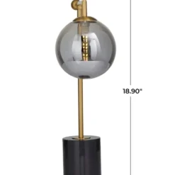 Table Lamps-Kirkland's Home Gold Metal Smoked Glass Shade Table Lamp Gray
