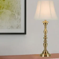Table Lamps-Kirkland's Home Gold Metal Spindle Table Lamp White