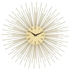Clocks-Kirkland's Home Gold Metal Sunburst Wall Clock