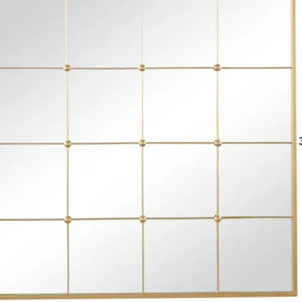 Decorative Mirrors-Kirkland's Home Gold Metal Windowpane Wall Mirror