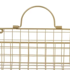 Wall Storage-Kirkland's Home Gold Metal Wire Cage Wall Baskets, Set Of 2