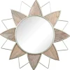 Decorative Mirrors-Kirkland's Home Gold Metal Wood Inlay Flower Frame Mirror