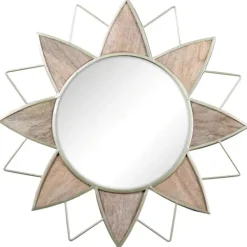 Decorative Mirrors-Kirkland's Home Gold Metal Wood Inlay Flower Frame Mirror