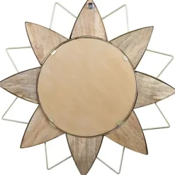 Decorative Mirrors-Kirkland's Home Gold Metal Wood Inlay Flower Frame Mirror