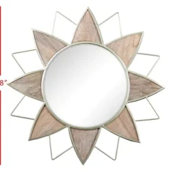 Decorative Mirrors-Kirkland's Home Gold Metal Wood Inlay Flower Frame Mirror