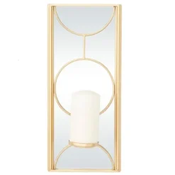 Sconces-Kirkland's Home Gold Mirrored Geometric Sconce