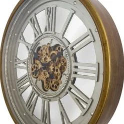Clocks-Kirkland's Home Gold Moving Gears Open Wall Clock