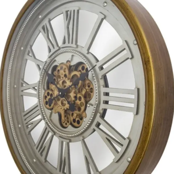 Clocks-Kirkland's Home Gold Moving Gears Open Wall Clock