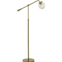 Floor Lamps-Kirkland's Home Gold Ribbed Glass Task Floor Lamp Clear