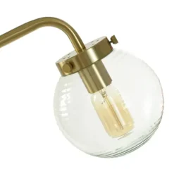 Floor Lamps-Kirkland's Home Gold Ribbed Glass Task Floor Lamp Clear