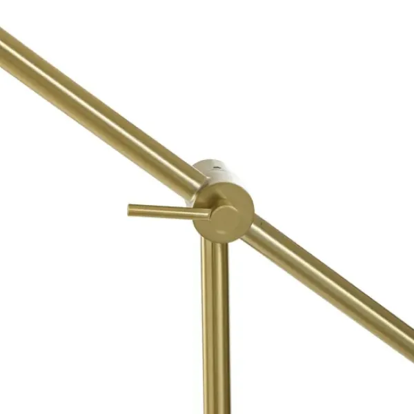 Floor Lamps-Kirkland's Home Gold Ribbed Glass Task Floor Lamp Clear