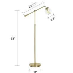 Floor Lamps-Kirkland's Home Gold Ribbed Glass Task Floor Lamp Clear