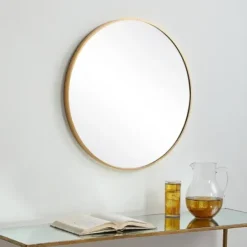 Framed Mirrors-Kirkland's Home Gold Round Simple Frame Large Wall Mirror
