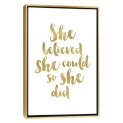 Wall Quotes & Signs-Kirkland's Home Gold She Believed She Could Canvas Wall Plaque White/Gold