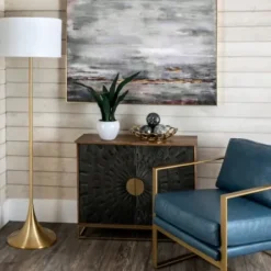 Floor Lamps-Kirkland's Home Gold Sleek Modern Floor Lamp White
