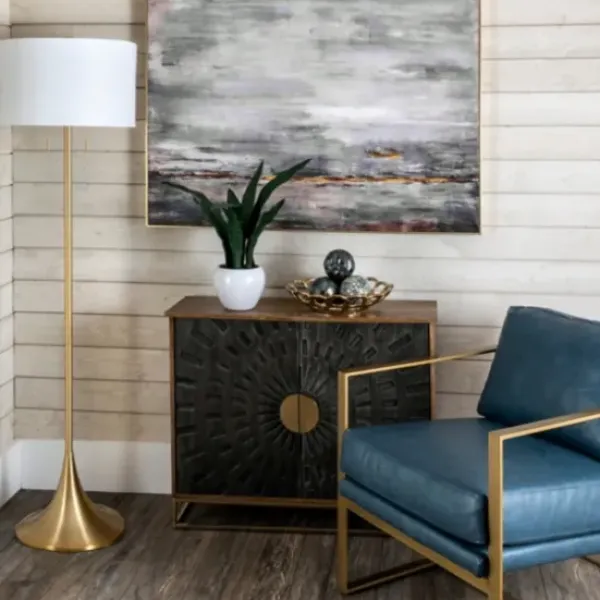 Floor Lamps-Kirkland's Home Gold Sleek Modern Floor Lamp White