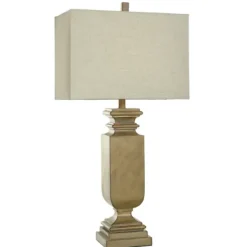 Table Lamps-Kirkland's Home Gold Traditional Rectangular Table Lamp Gold/Tan