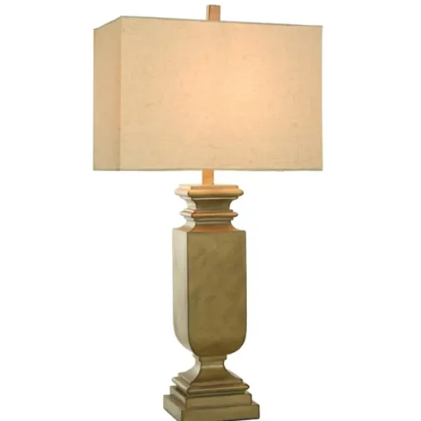 Table Lamps-Kirkland's Home Gold Traditional Rectangular Table Lamp Gold/Tan