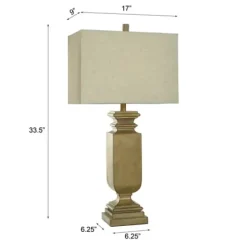 Table Lamps-Kirkland's Home Gold Traditional Rectangular Table Lamp Gold/Tan