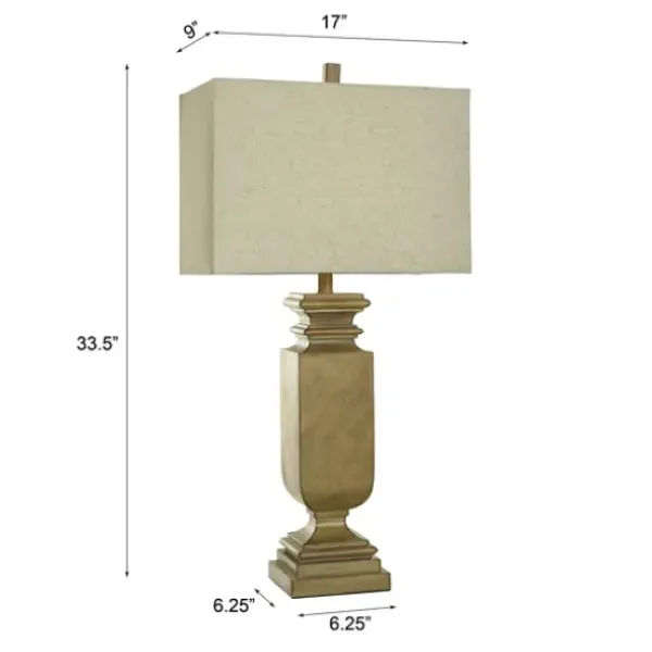 Table Lamps-Kirkland's Home Gold Traditional Rectangular Table Lamp Gold/Tan