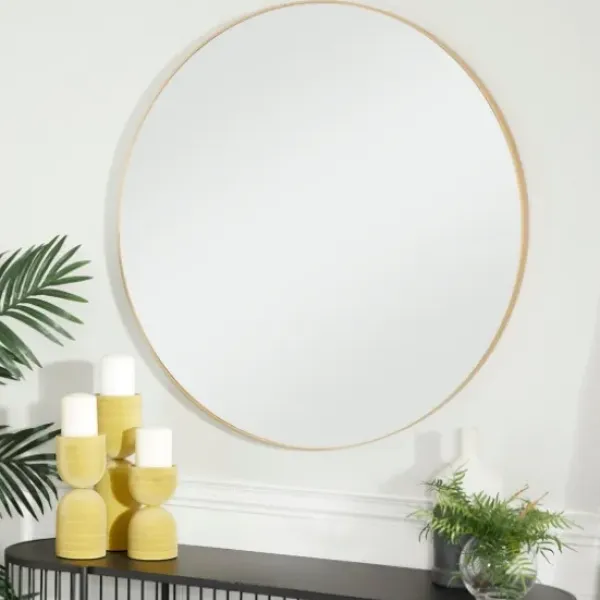 Decorative Mirrors-Kirkland's Home Gold Wood Round Frame Mirror