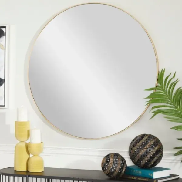 Decorative Mirrors-Kirkland's Home Gold Wood Round Frame Mirror